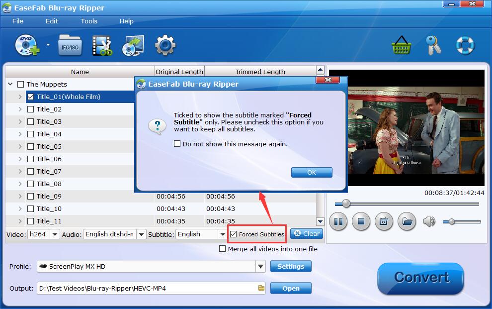 Rip Blu-ray with Forced Subtitles only