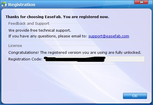 Successfully Register EaseFab DVD Ripper