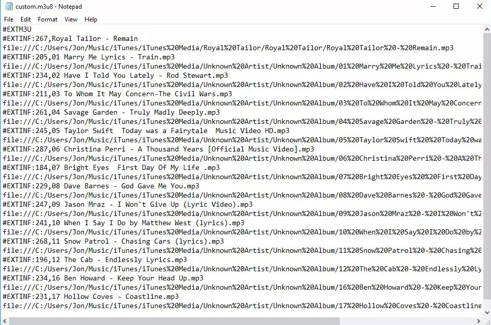 what is the m3u file format