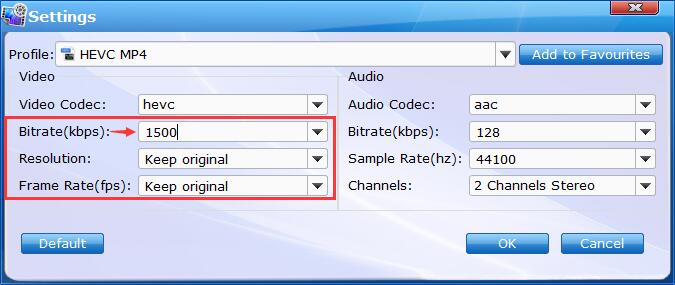 Recommended video size settings for DVD to H265 conversion