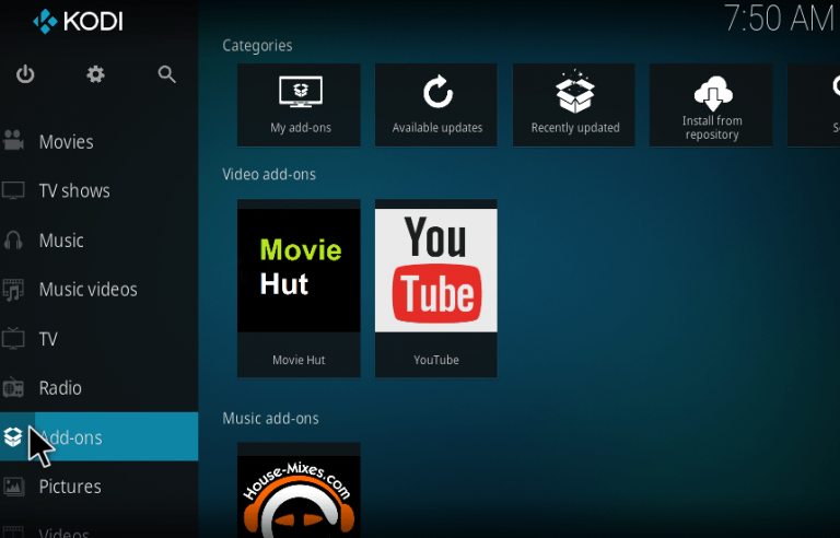 Install HEVC addon to play Blu-ray in Kodi