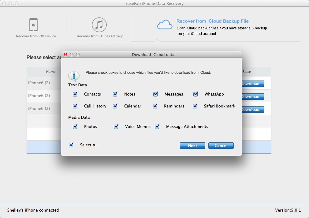 Enter iCloud Account and Password