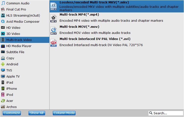 Select Multi-track MKV