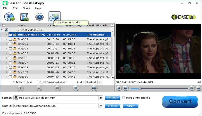 easefab video converter dvd players