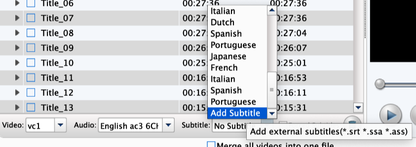 Select or Add Subtitles