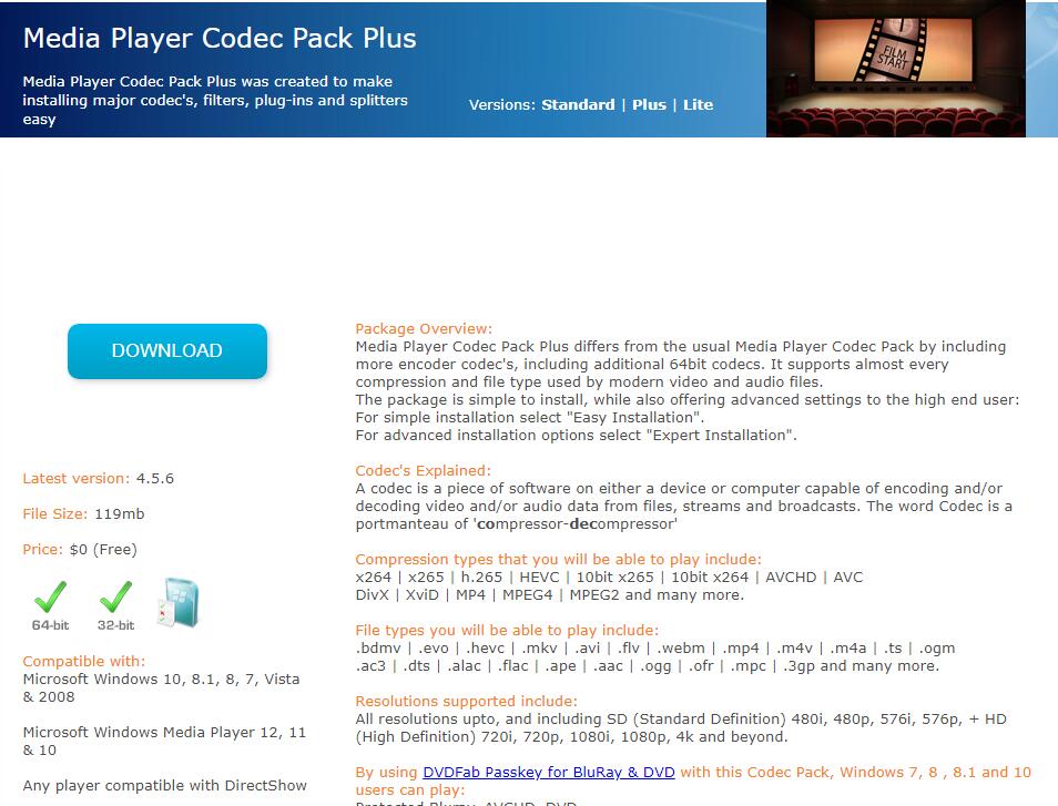 media player codec pack plus download