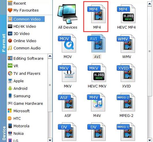 Select Windows Media Player Compatible Format