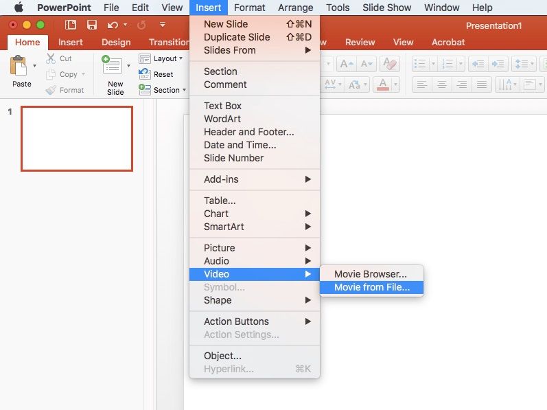 Steps to Insert MP4 video to PowerPoint