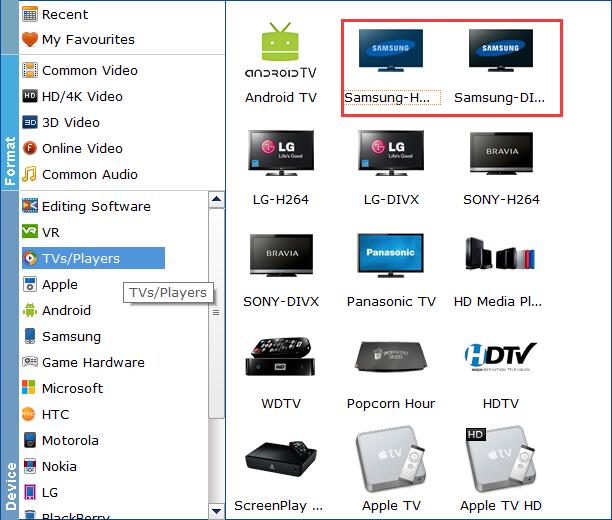 select samsung tv profile