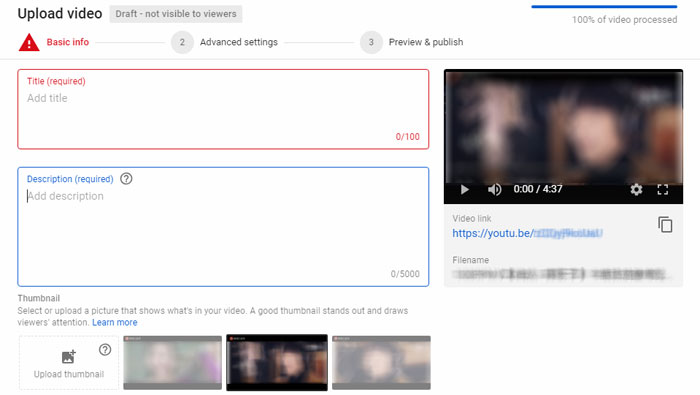 Upload MKV to YouTube