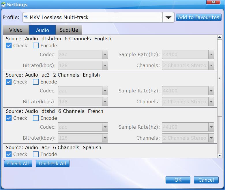 Multi-track MKV Settings