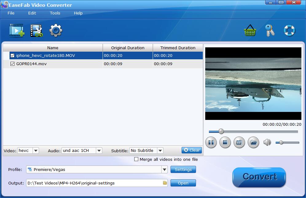 Import HEVC Video File(s)