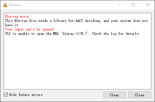 VLC Blu-ray Ripping Error
