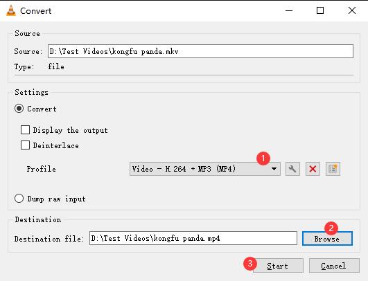 Choose Output Format and Path in VLC