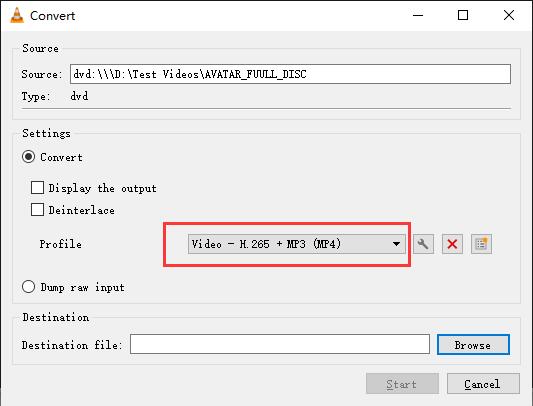 Convert DVD to H.265 with VLC