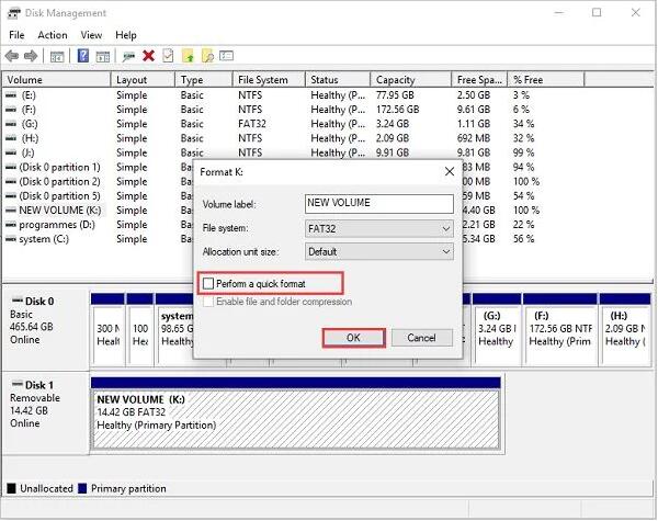 Format USB Drive with Disk Management